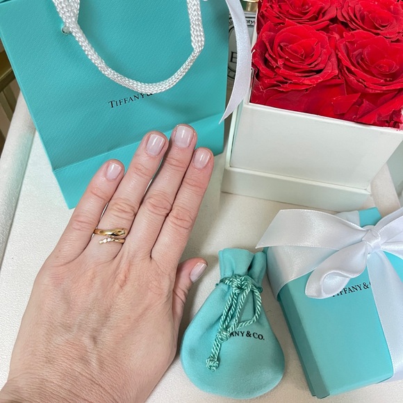 Tiffany & Co. Elsa Peretti Snake Ring in Yellow Gold with Diamonds sz 4.5 $4,100 - Picture 4 of 17